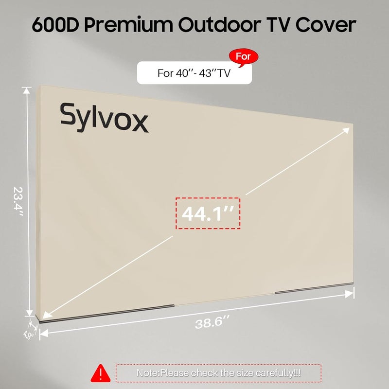 SYLVOX Outdoor TV Cover 40 to 43 inches TVs, Waterproof, Weatherproof and Dust-Proof Flat Screen Cover with Remote Control Pocket, Perfect for outdoor TV protection, Khaki - Image 2